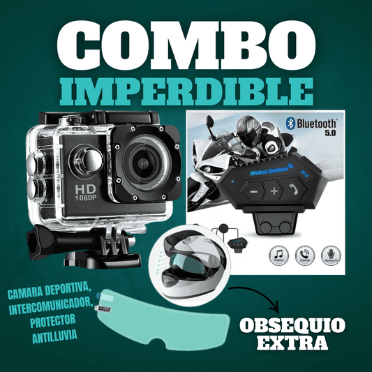 Combo Intercomunicador BT-12 MAX+cámara deportiva hd+regalo